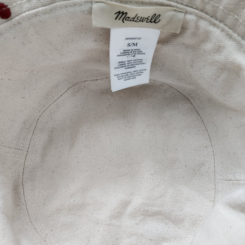 Madewell Embroidered Bucket Hat- Beige With Fun Fruit. Size S/M - Picture 4 of 4